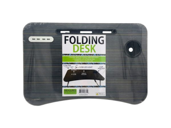 Folding Table with Electronics charging Station and USB Fan Light