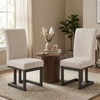 Upholstered Dining Chairs Set of 2 with Rubber Wood Legs