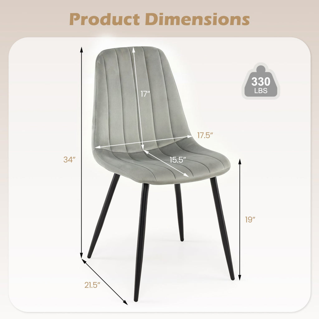 Upholstered Dining Chairs Set of 4 with Metal Legs
