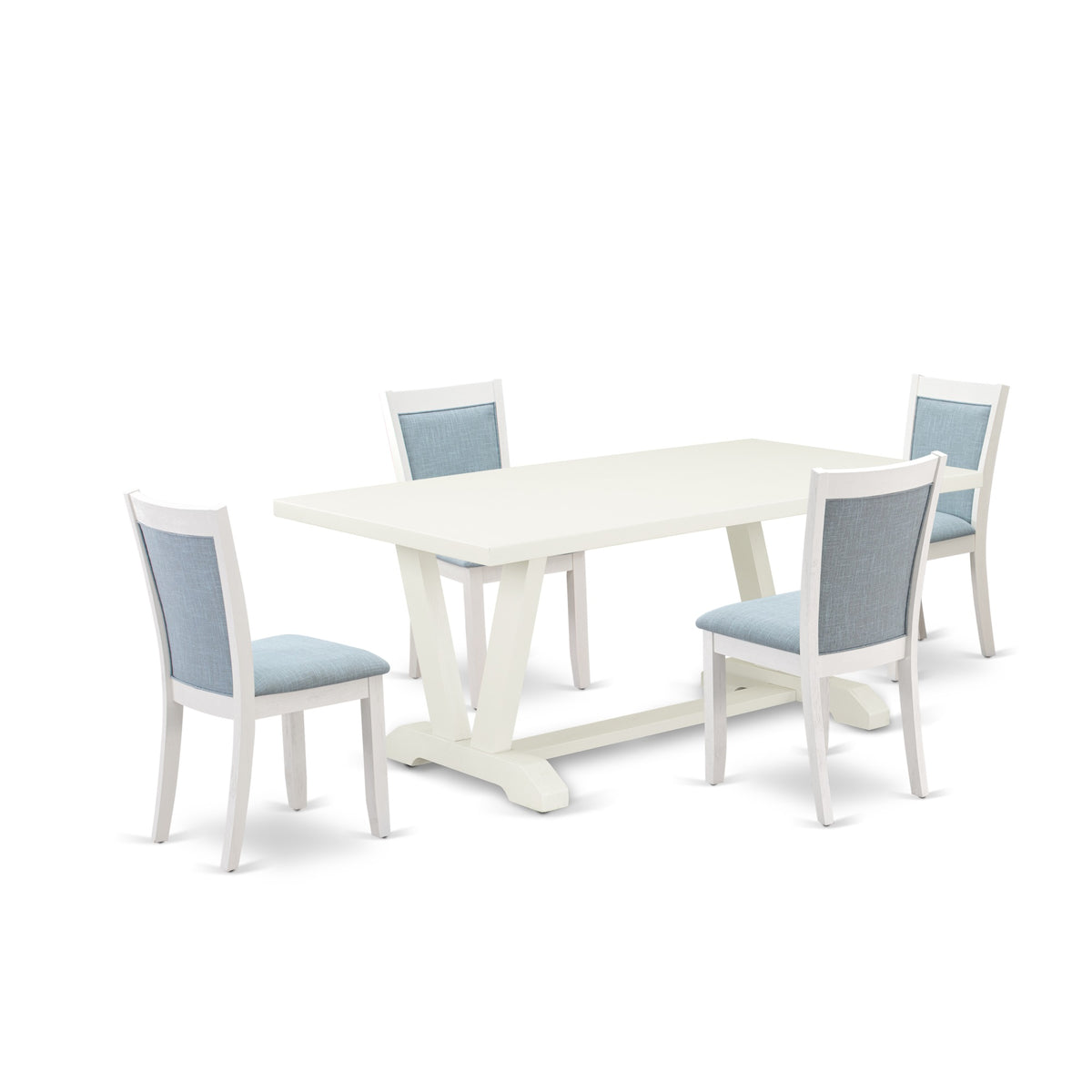 V027Mz0155 5Pc Dining Set  Rectangular Table And 4 Parson Chairs  Multicolor Color