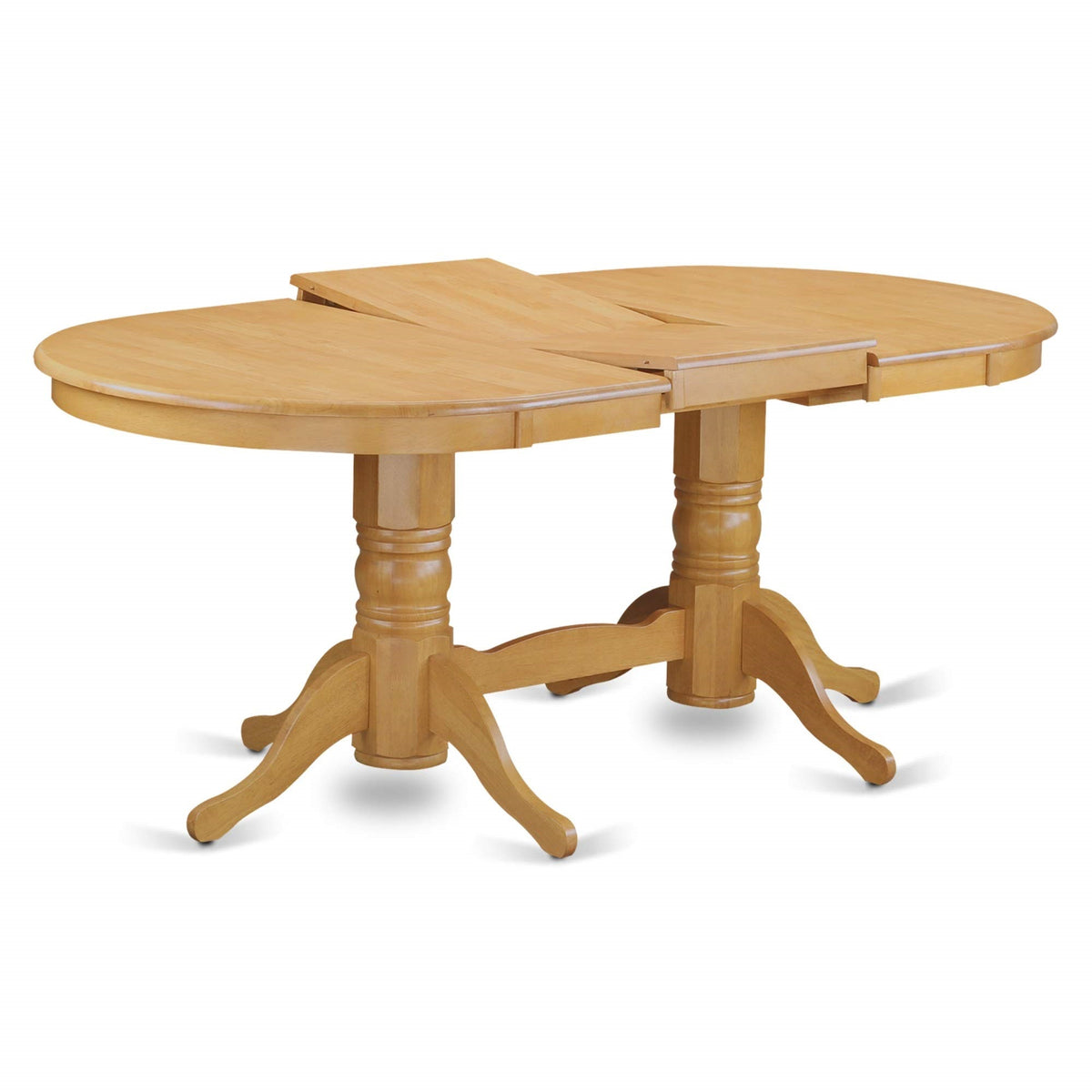 VAT-OAK-TP rectangular round corner Dining Table with 17 inch self storage leaf in Oak