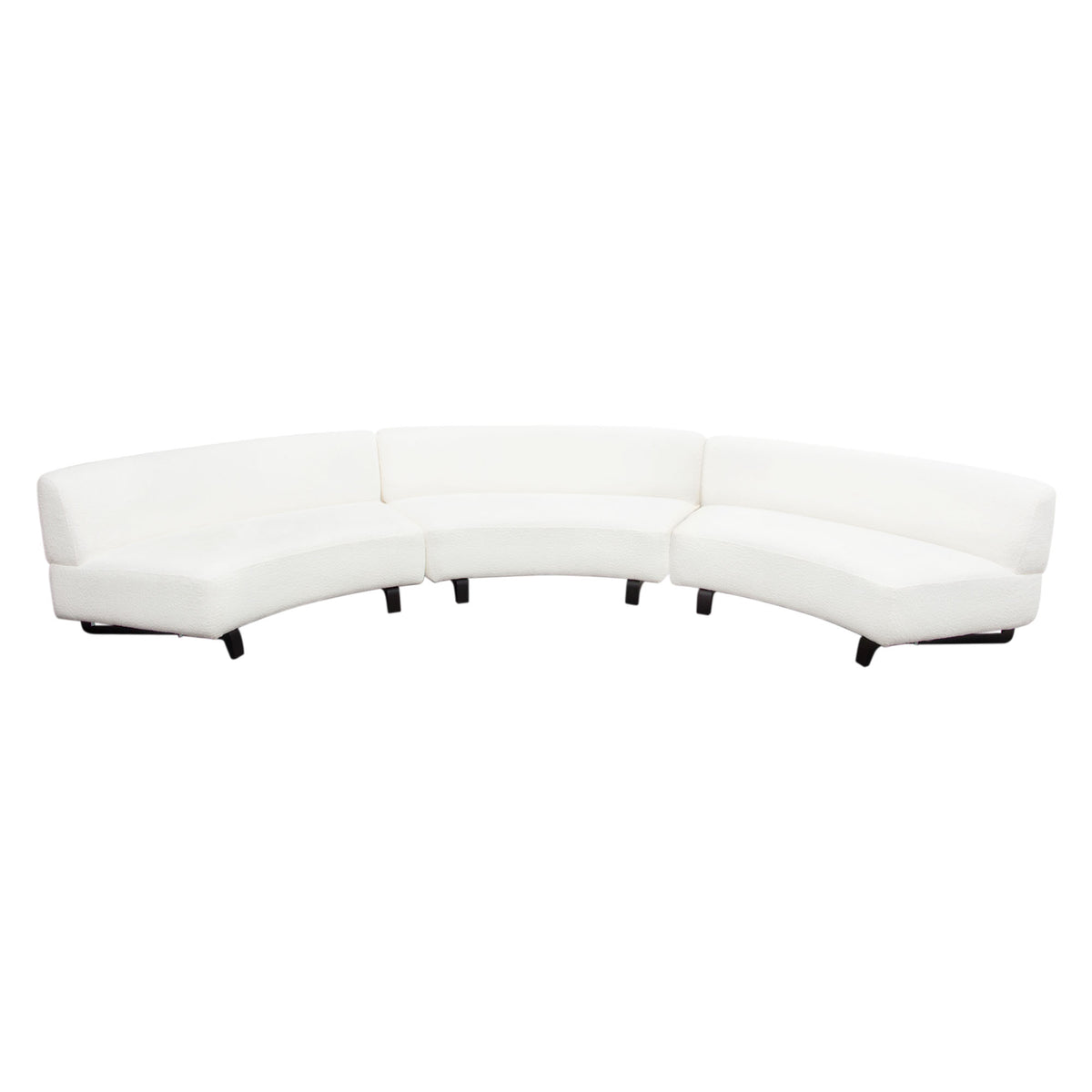 Vesper 3Pc Modular Curved Armless Sofa In Faux White Shearling W/ Black Wood Leg Base By Diamond Sofa