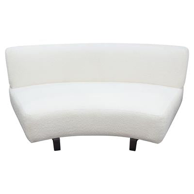 Vesper Curved Armless Sofa in Faux White Shearling w/ Black Wood Leg Base by Diamond Sofa