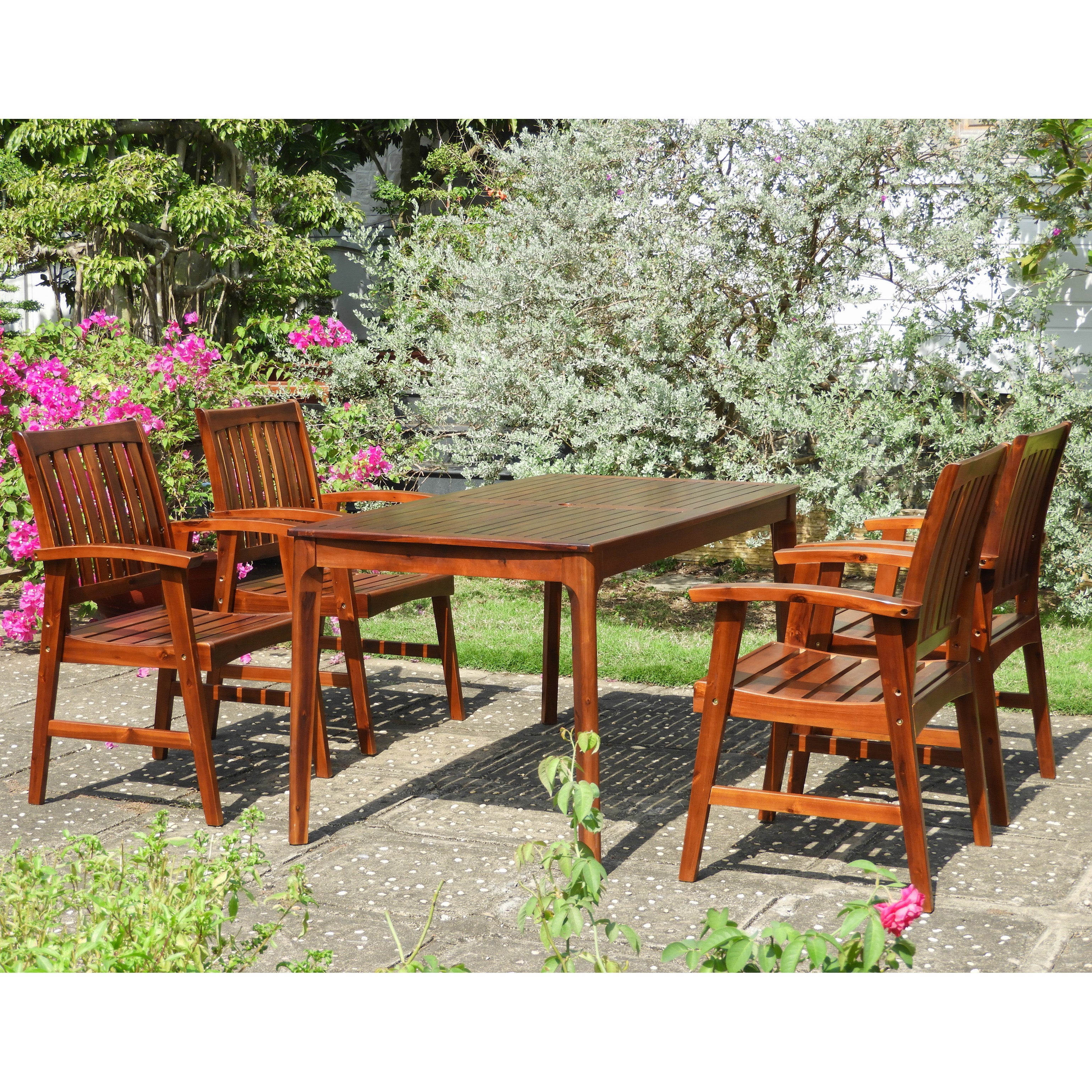 Highland Acacia Wood Dining Set - stain
