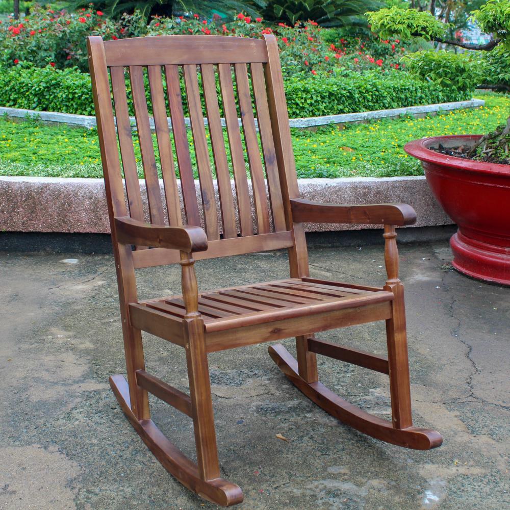 Outdoor Wood Porch Rocker -Brown
