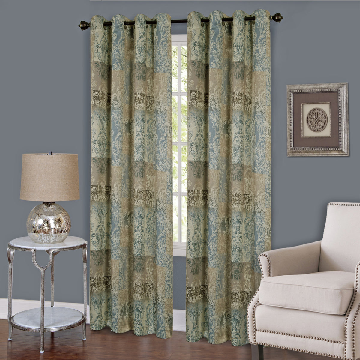 Elegant And Glamorous 8 Grommet Room Darkening Panel  Block Sunlight And Create A Cozy Atmosphere  50X84 Blue