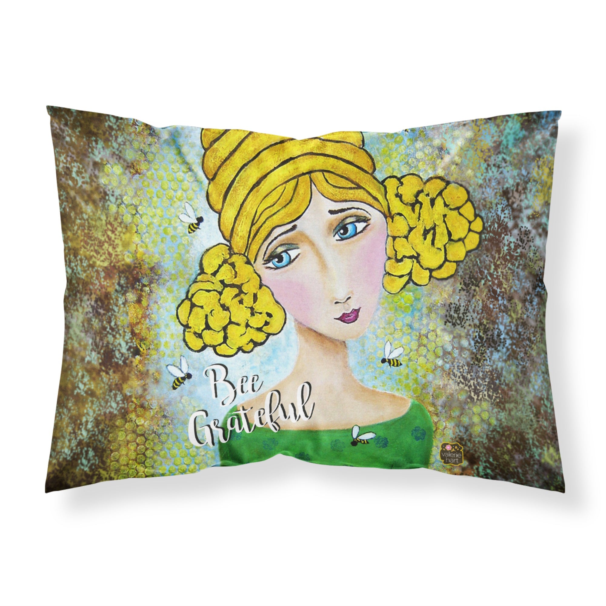 'Caroline'S Treasures Bee Grateful Girl With Beehive Fabric Standard Pillowcase Vha3008Pillowcase, Multicolor'