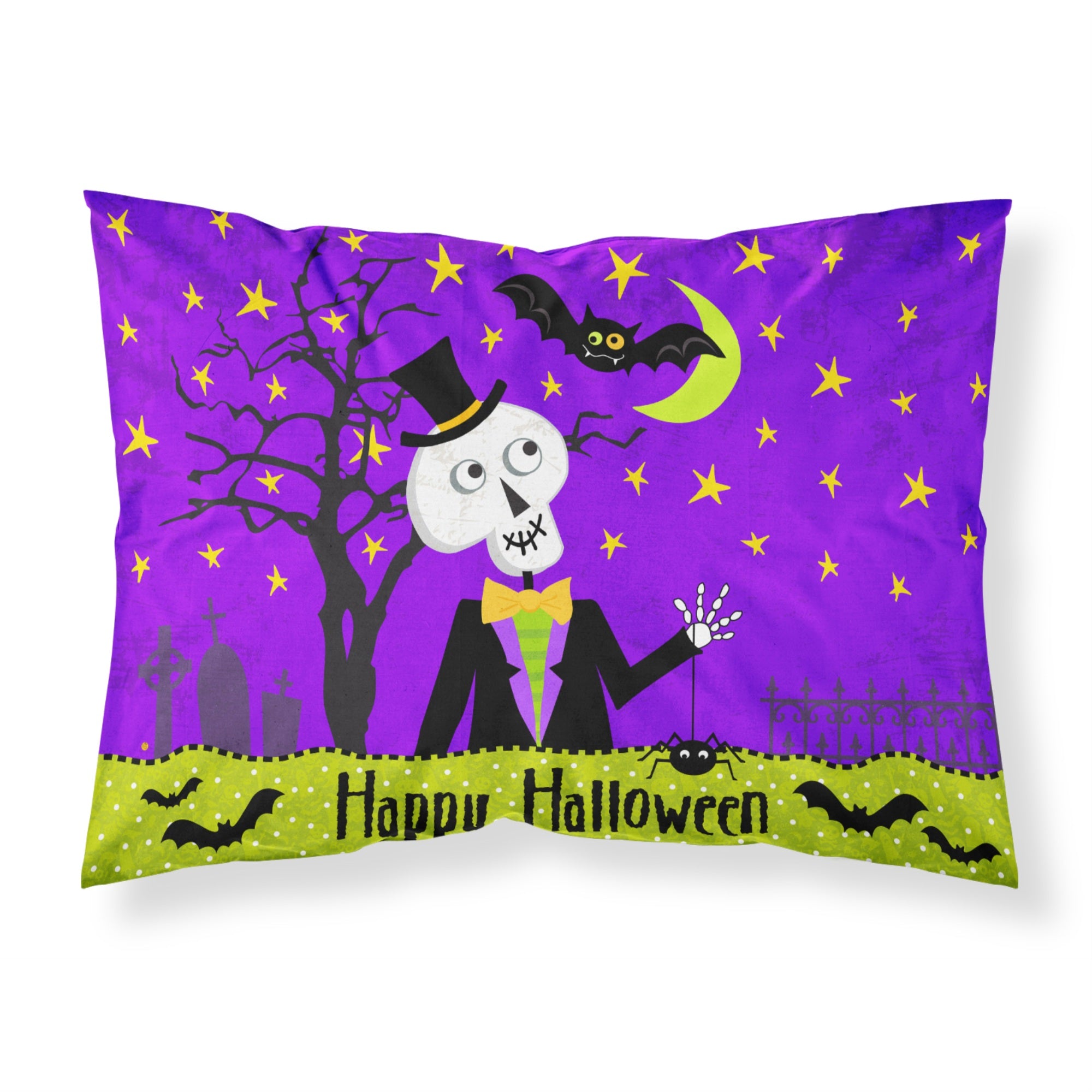 'Caroline'S Treasures Happy Halloween Skeleton Fabric Standard Pillowcase Vha3014Pillowcase, Multicolor'