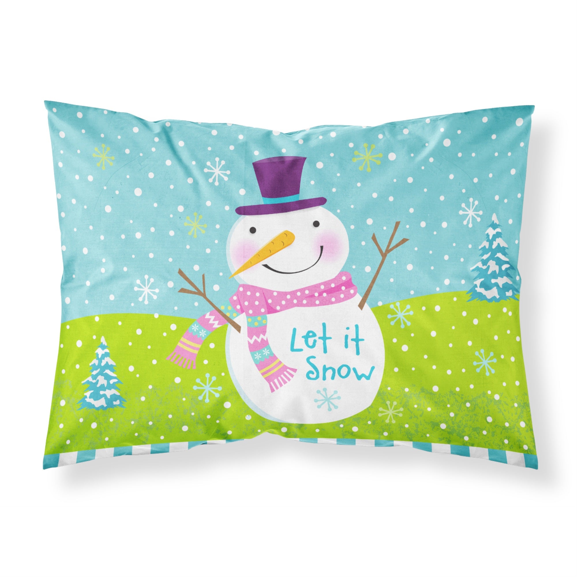 'Caroline'S Treasures Christmas Snowman Let It Snow Fabric Standard Pillowcase Vha3017Pillowcase, Multicolor'