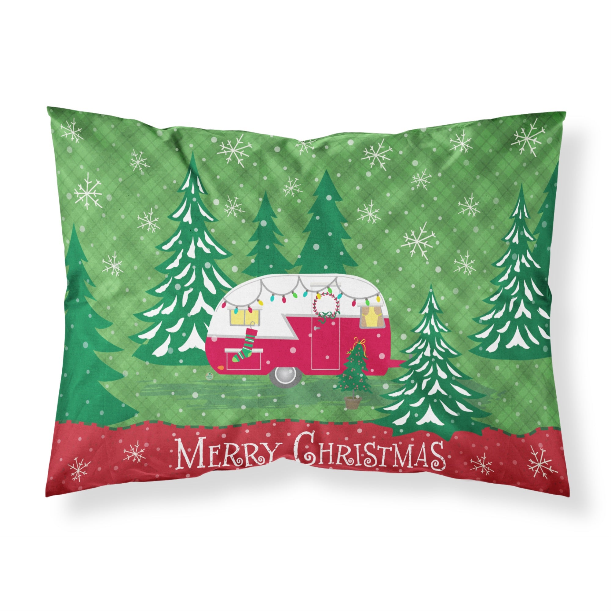 'Caroline'S Treasures Christmas Vintage Glamping Trailer Fabric Standard Pillowcase Vha3018Pillowcase, Multicolor'