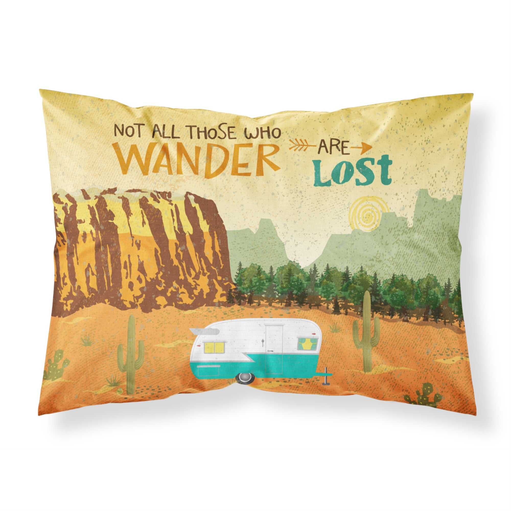 Retro Camper Camping Wander Fabric Standard Pillowcase