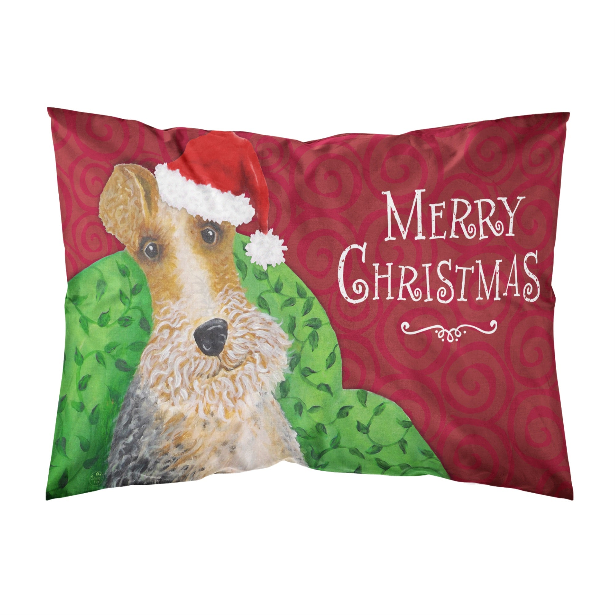 'Caroline'S Treasures Wire Fox Terrier Christmas Fabric Standard Pillowcase, Multicolor'