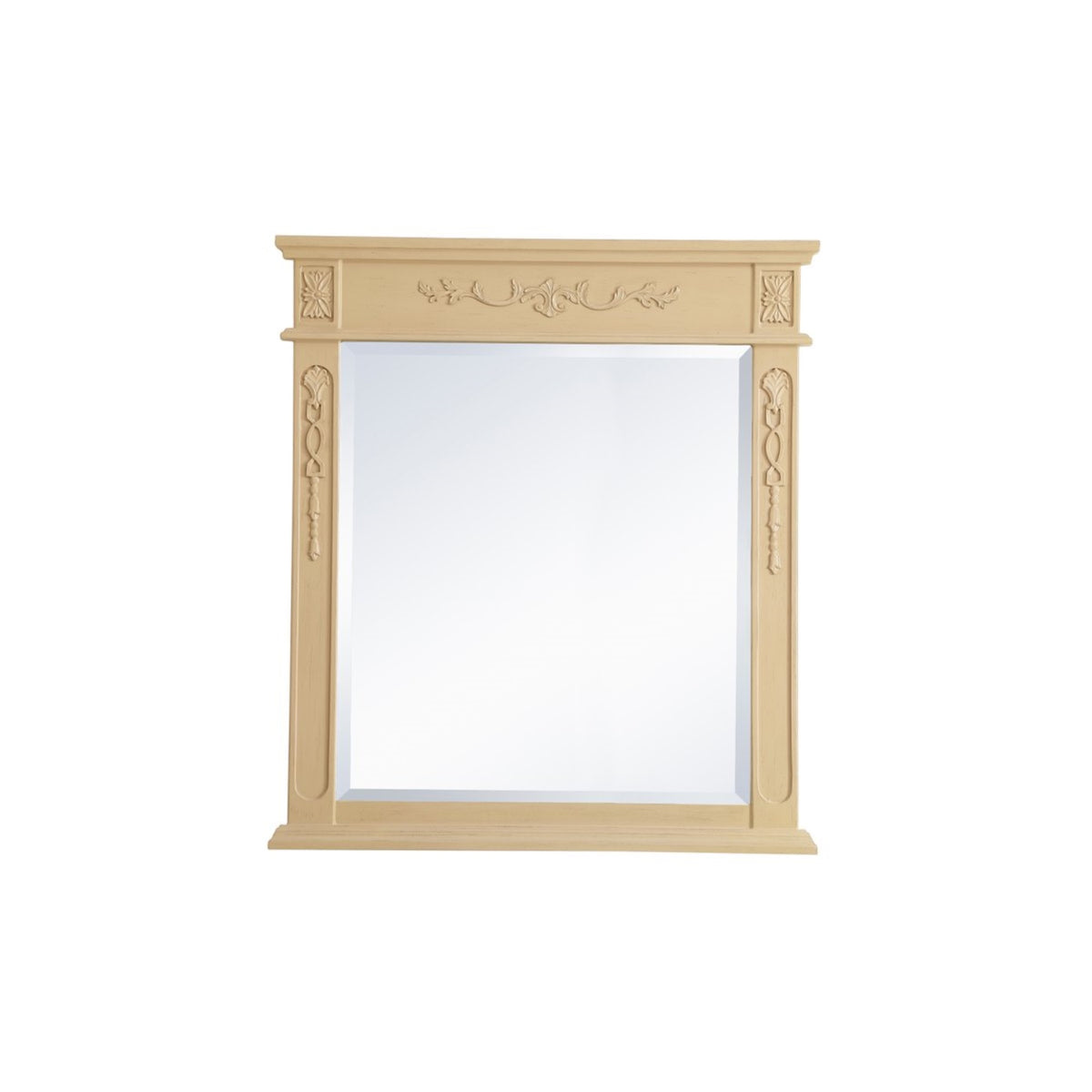 Wood Frame Mirror 32 Inch X 36 Inch In Light Antique Beige