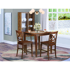 East West Furniture VNQU3-MAH-W 3 Piece Counter Height Pub Set for Small Spaces Contains a Square Dining Room Table and 2 Kitchen Chairs, 36x36 Inch, Mahogany