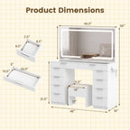 Vanity Desk with Lighted Mirror and Charging Station