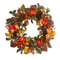 26 Autumn Persimmon And Pinecones Artificial Fall Wreath