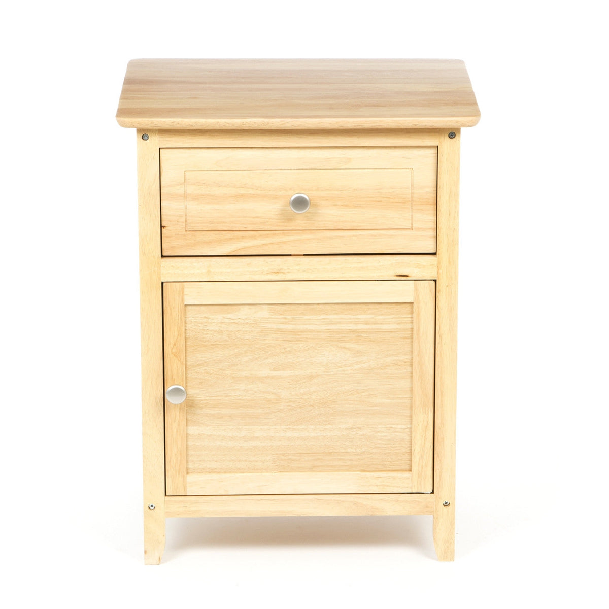 Natural Wood Finish 1-Drawer Bedside Table Cabinet Nightstand