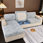 Striped Jacquard Fleece Furniture Covers Stretchable Non-Slip Cushion Covers for L-Shaped Couch, Pets