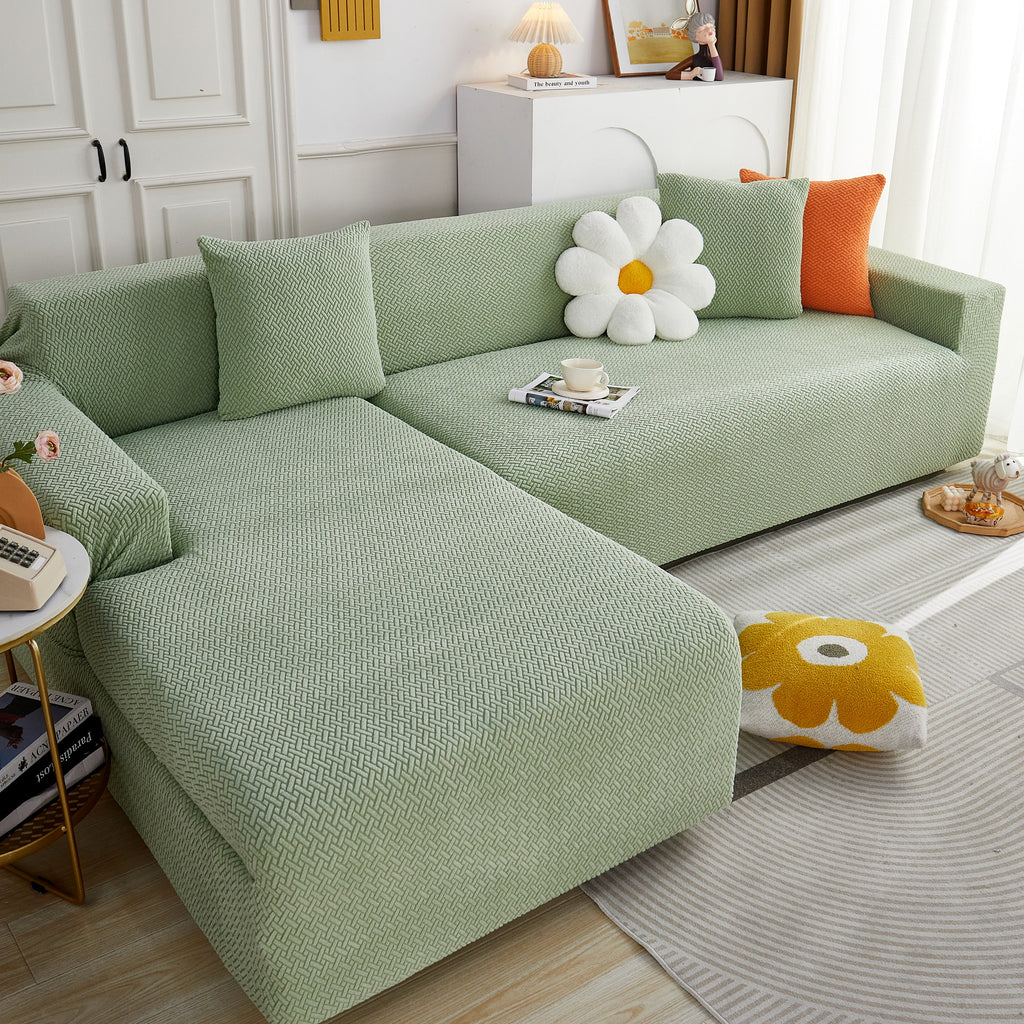 L Shape Couch Covers Stretch Slipcovers Furniture Protector with 1pcs Free Pillowcases