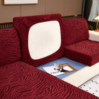 Striped Jacquard Fleece Furniture Covers Stretchable Non-Slip Cushion Covers for L-Shaped Couch, Pets