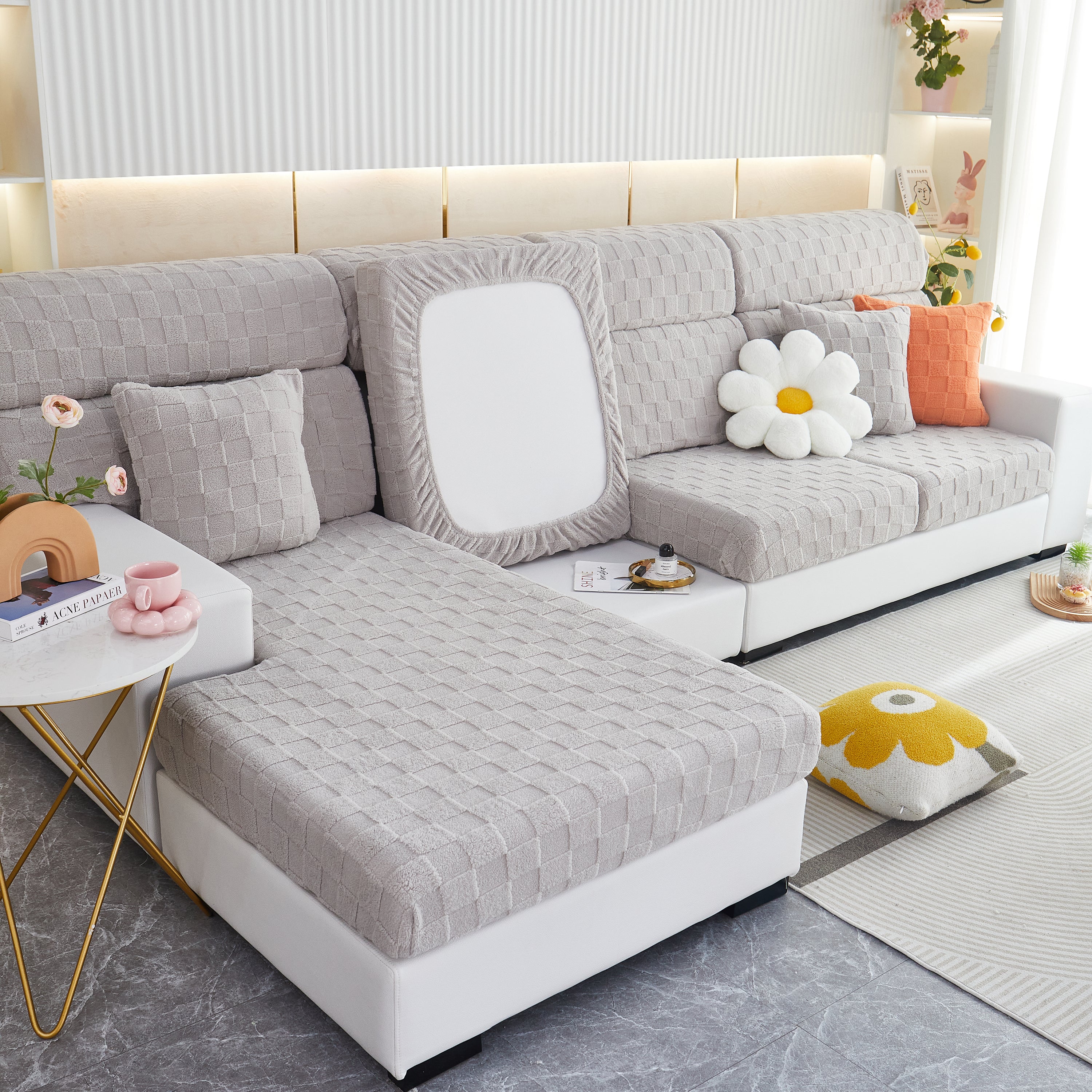 Stretchable Cotton Velvet Sofa Cover Furniture Covers for Pets Slipcovers and Couch Cushion Covers