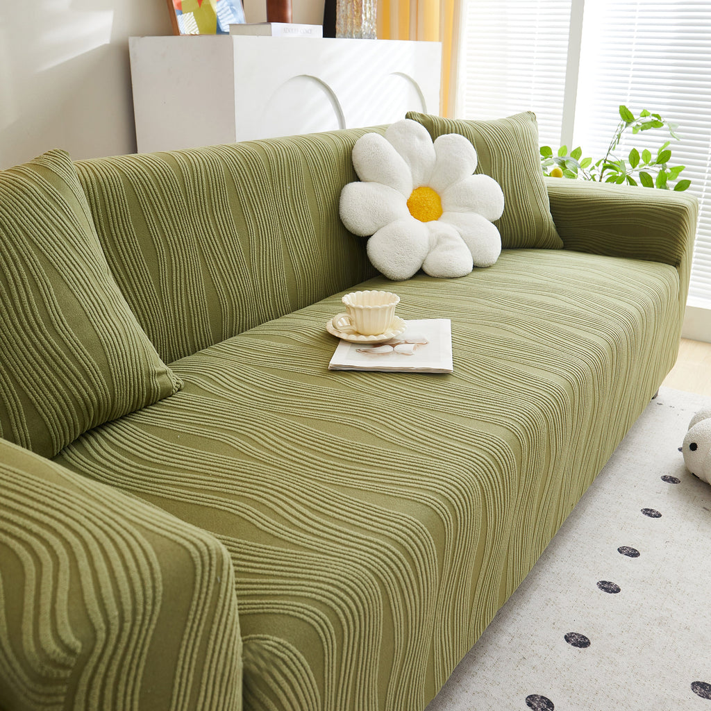 Textured Wave Stretch Sofa Couch Cover, Soft Washable Spandex Furniture Slipcovers