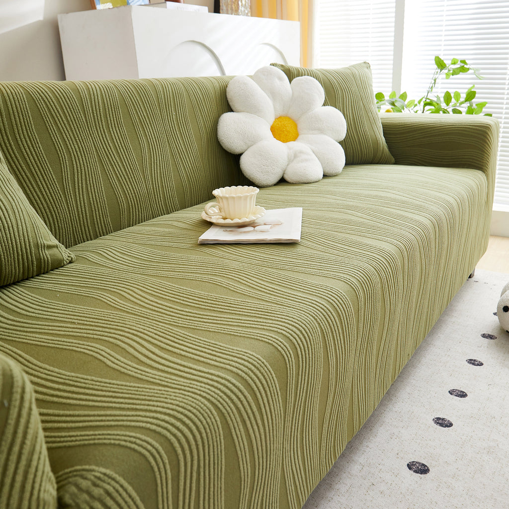 Textured Wave Stretch Sofa Couch Cover, Soft Washable Spandex Furniture Slipcovers