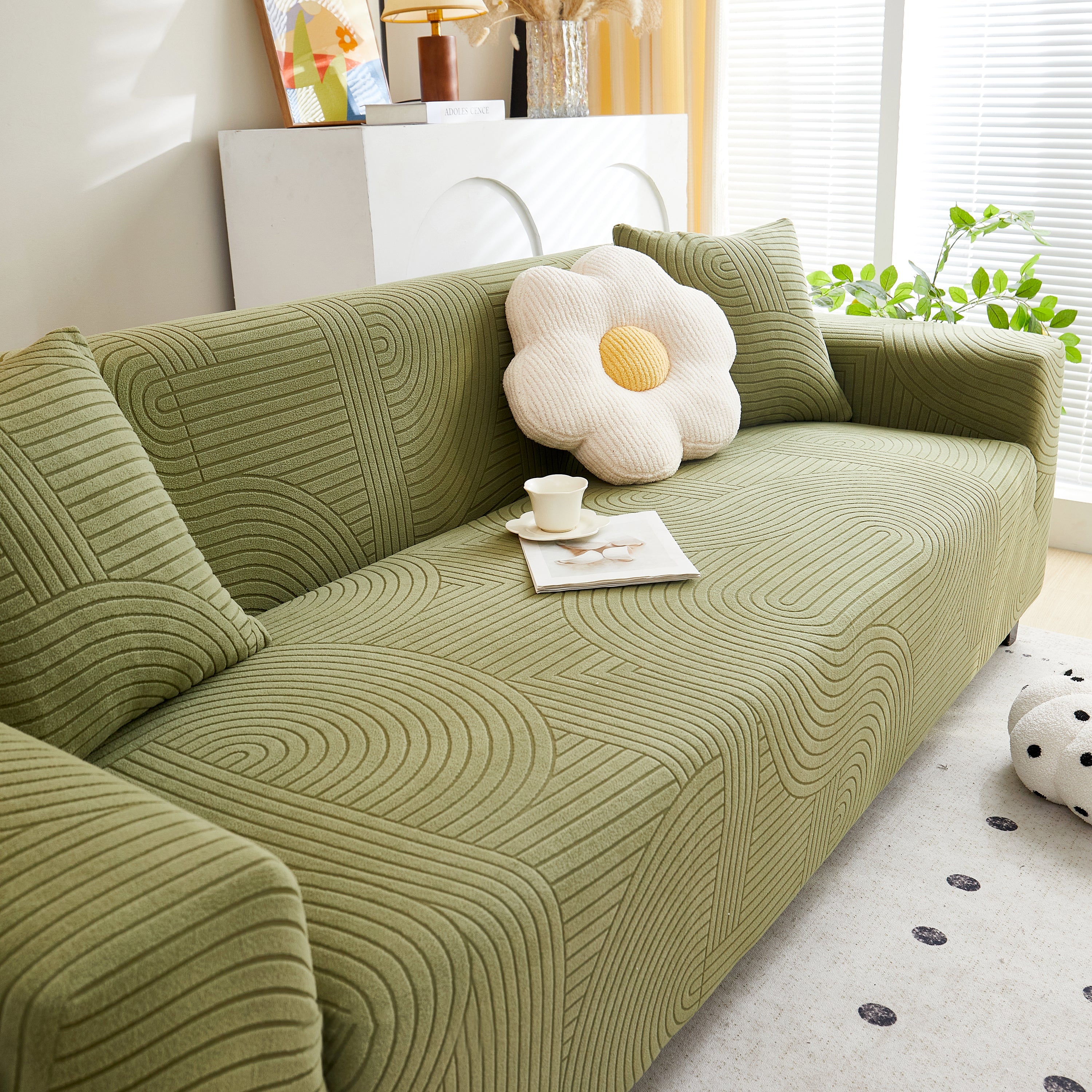 Fleece Stretch Sofa Slipcover Washable Soft Spandex Couch Cover Furniture Protector
