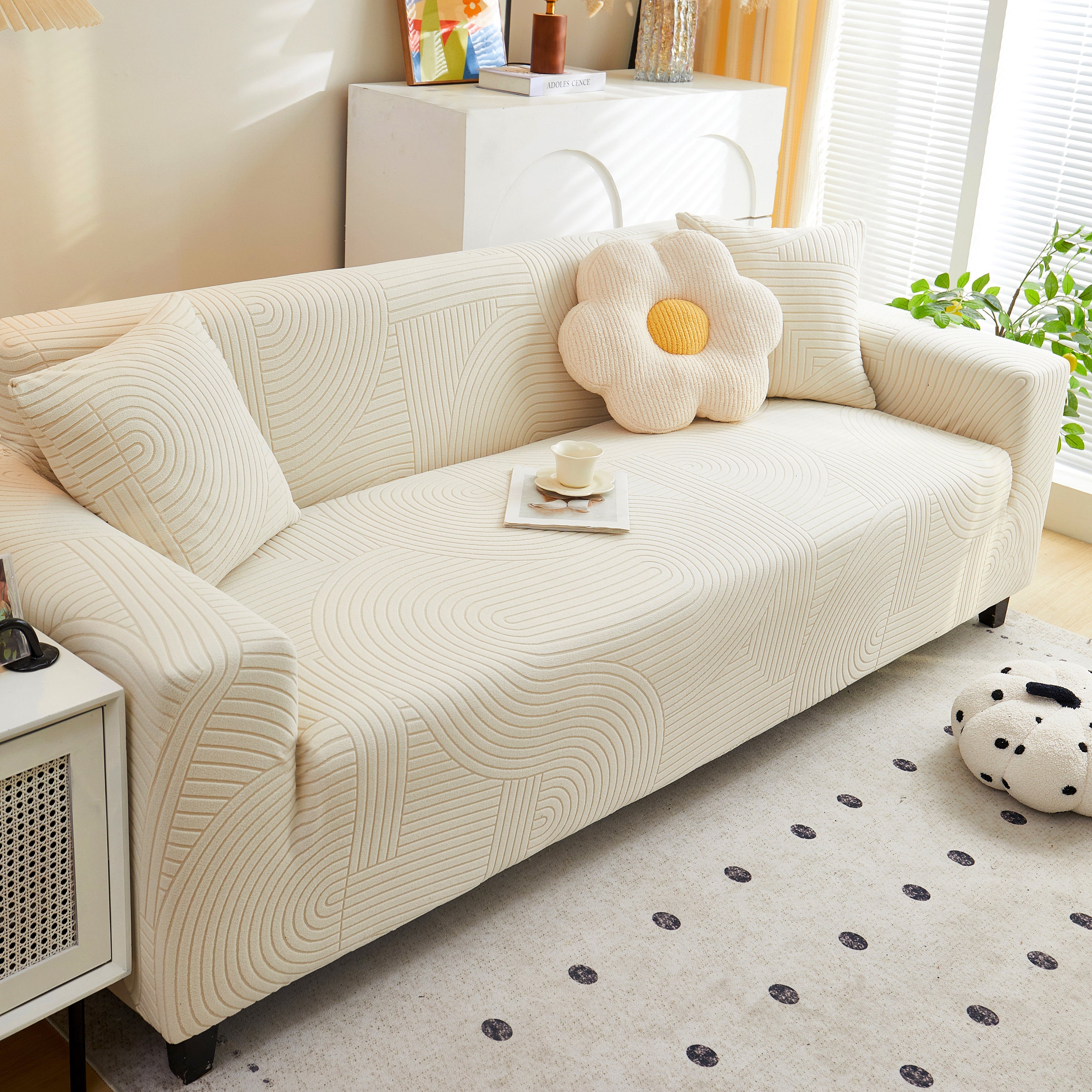 Fleece Stretch Sofa Slipcover Washable Soft Spandex Couch Cover Furniture Protector
