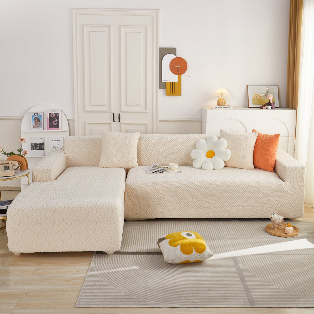 L Shape Sectional Sofa Cover Soft Stretch Furniture Protector Couch Slipcover with 1pcs Free Pillowcases