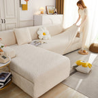 L Shape Sectional Sofa Cover Soft Stretch Furniture Protector Couch Slipcover with 1pcs Free Pillowcases