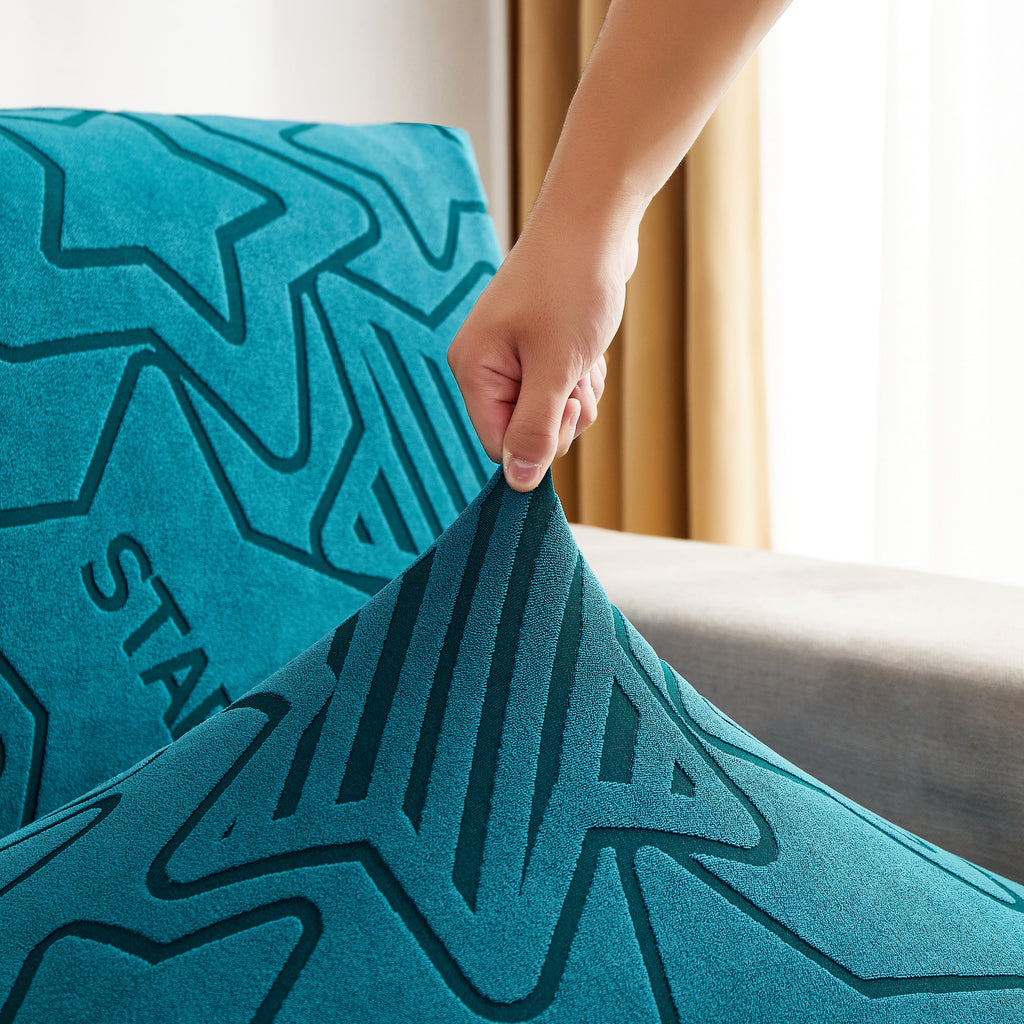 Starry Sky Jacquard Fleece Stretchable Non-Slip Cushion Covers Furniture Covers for L-Shaped Couch
