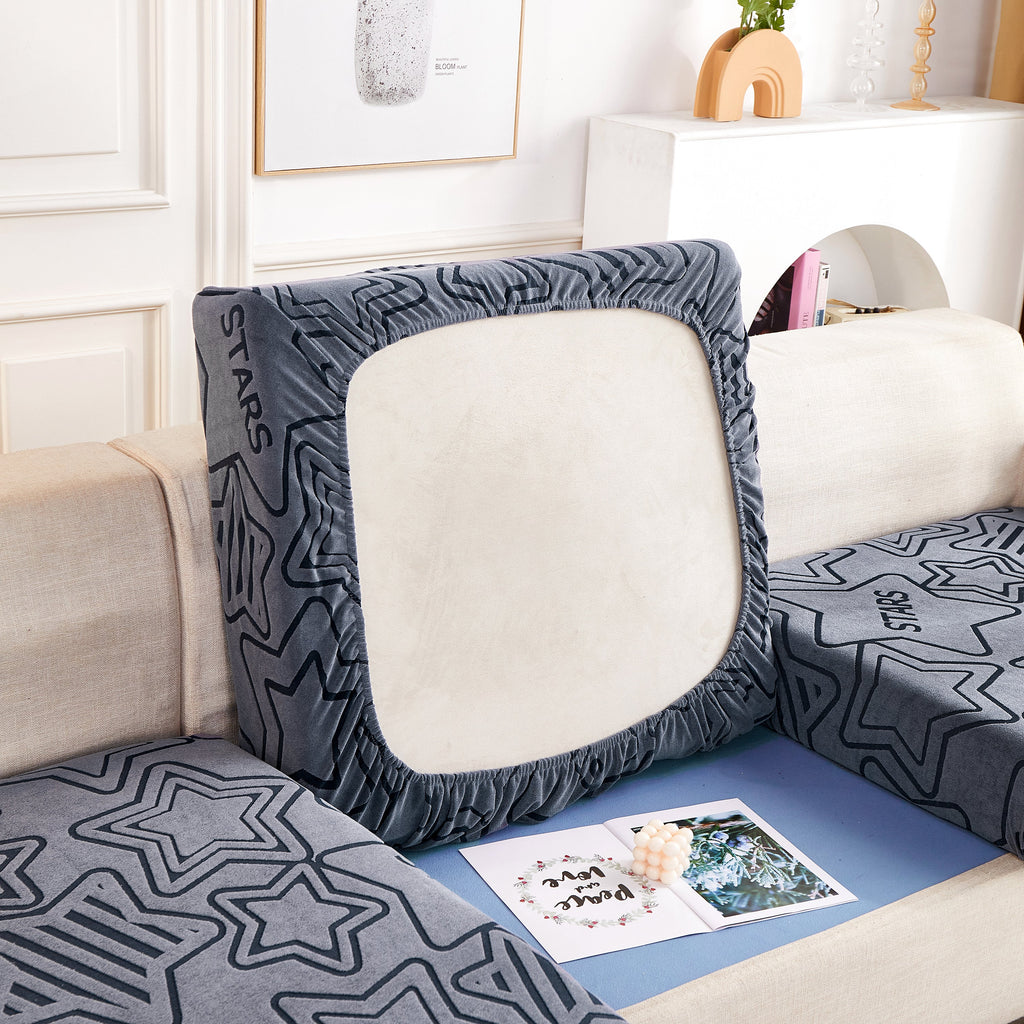 Starry Sky Jacquard Fleece Stretchable Non-Slip Cushion Covers Furniture Covers for L-Shaped Couch