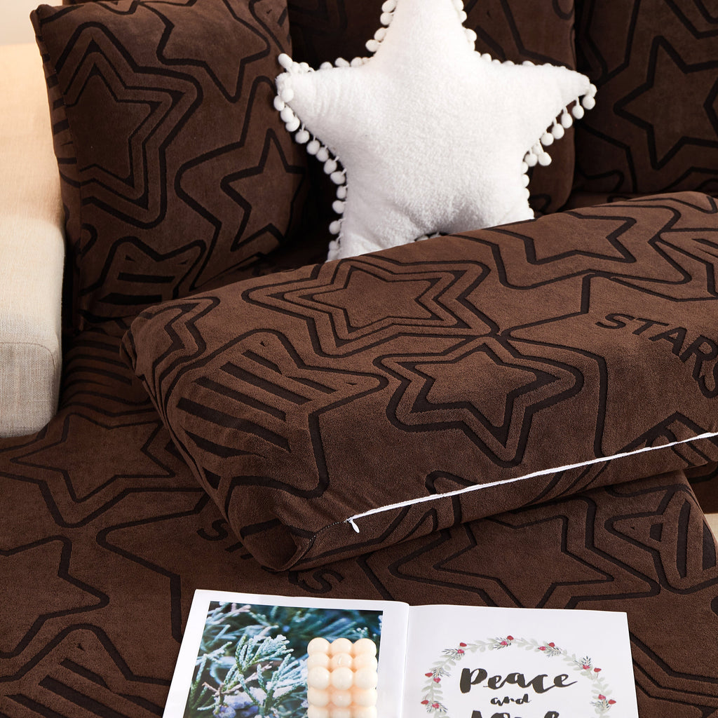 Starry Sky Jacquard Fleece Stretchable Non-Slip Cushion Covers Furniture Covers for L-Shaped Couch