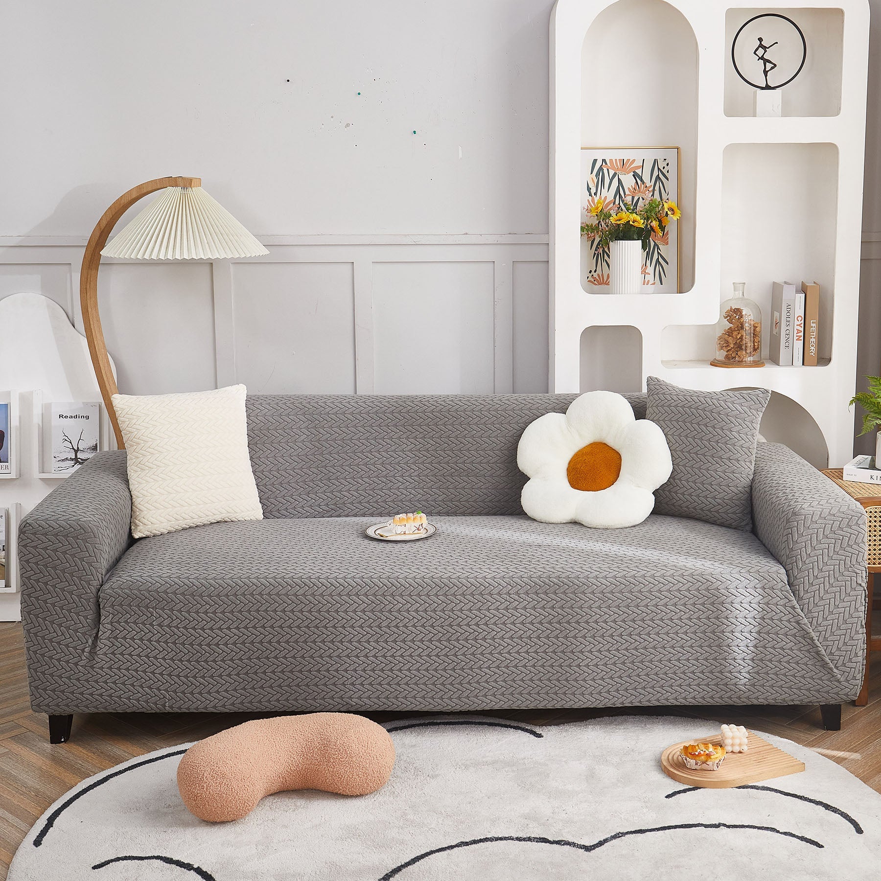 3D Geometric Stretch Sofa Slipcovers Non Slip Pet Friendly Washable Fitted Sofa Covers