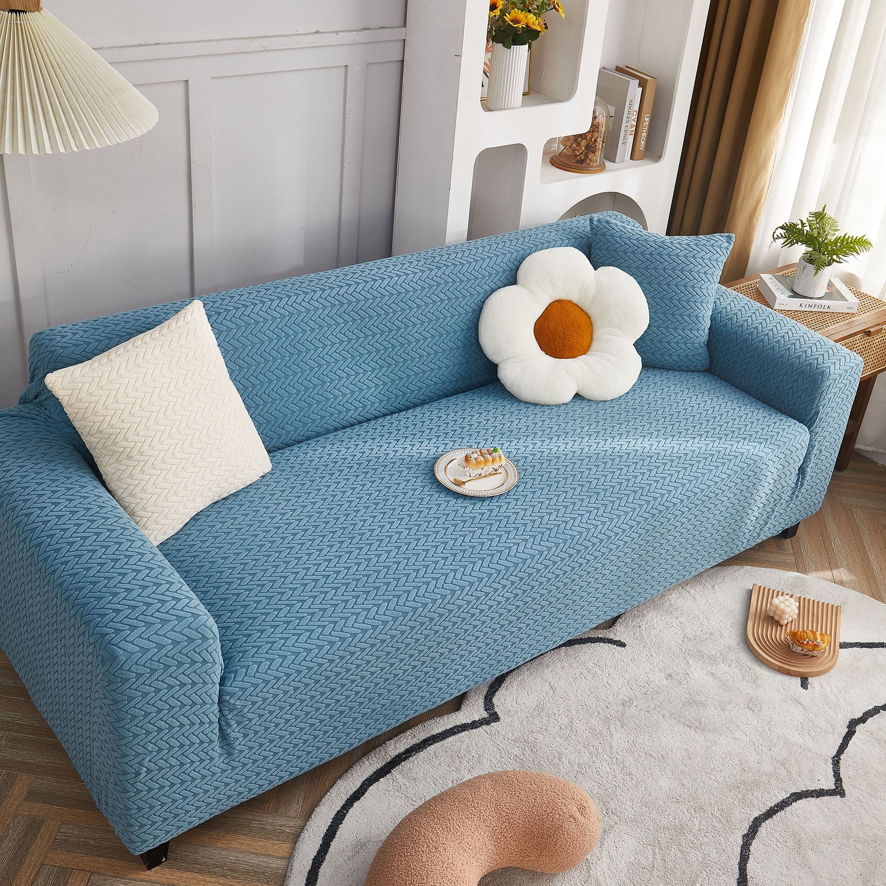 3D Geometric Stretch Sofa Slipcovers Non Slip Pet Friendly Washable Fitted Sofa Covers