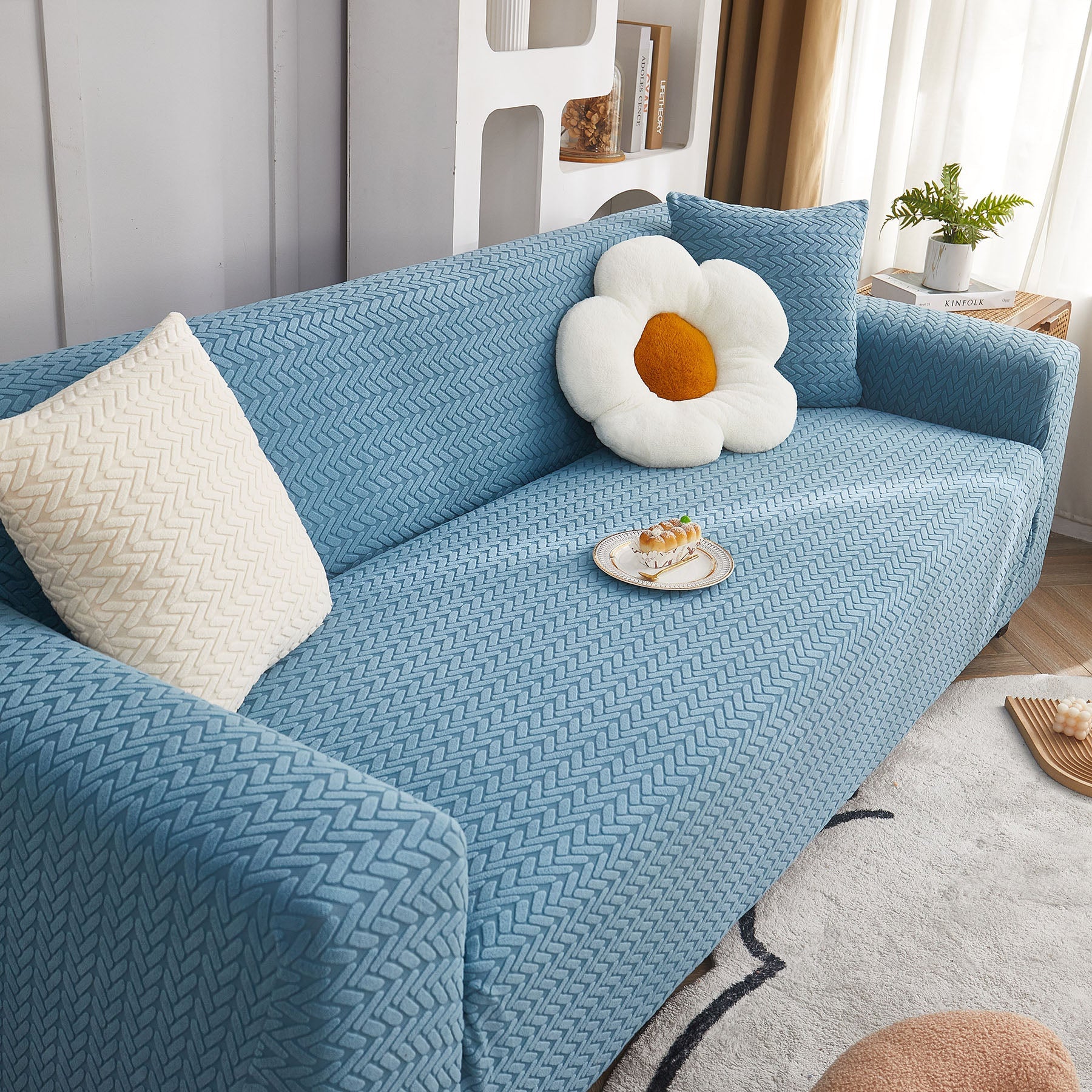 3D Geometric Stretch Sofa Slipcovers Non Slip Pet Friendly Washable Fitted Sofa Covers