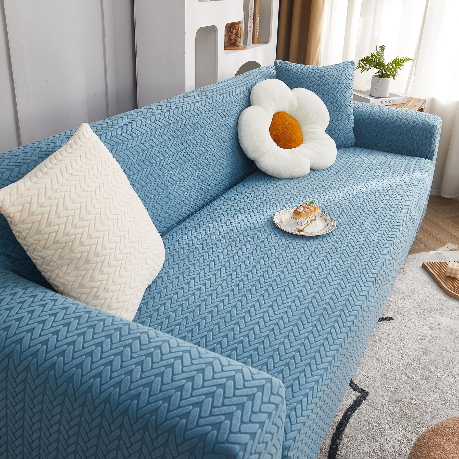 3D Geometric Stretch Sofa Slipcovers Non Slip Pet Friendly Washable Fitted Sofa Covers