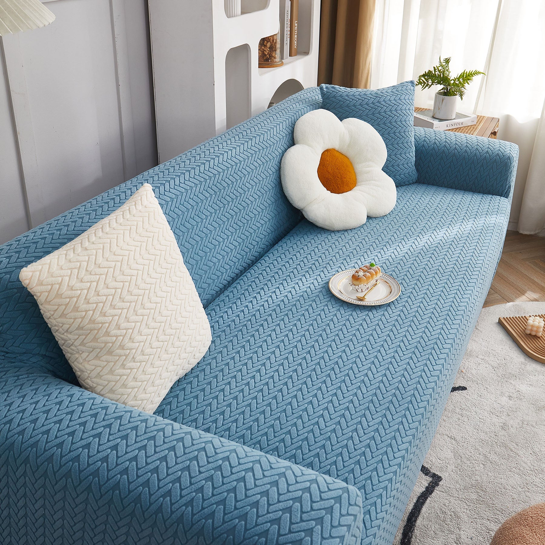 3D Geometric Stretch Sofa Slipcovers Non Slip Pet Friendly Washable Fitted Sofa Covers