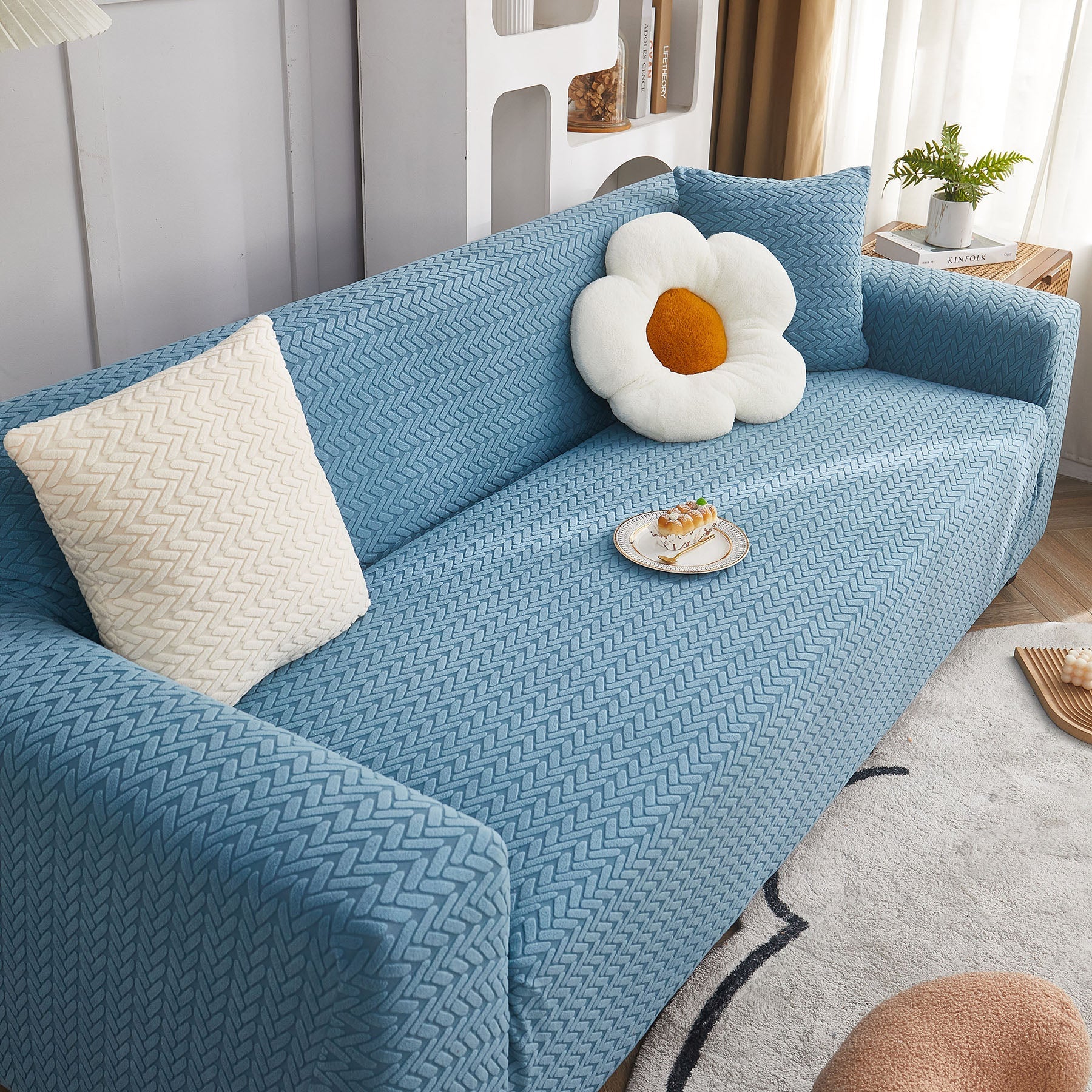 3D Geometric Stretch Sofa Slipcovers Non Slip Pet Friendly Washable Fitted Sofa Covers