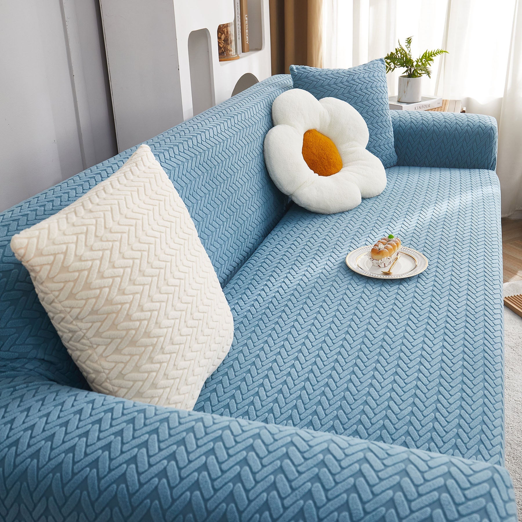 3D Geometric Stretch Sofa Slipcovers Non Slip Pet Friendly Washable Fitted Sofa Covers