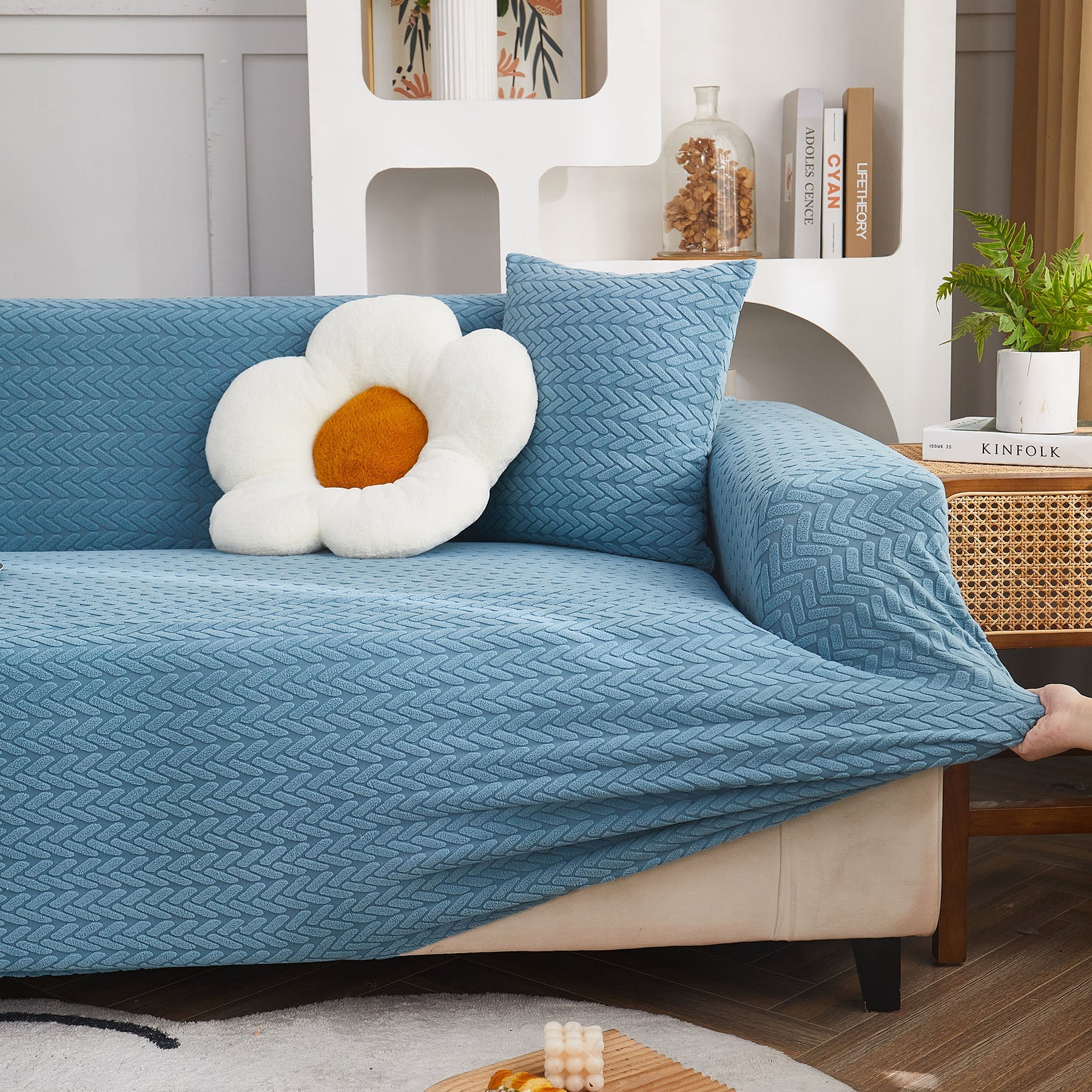 3D Geometric Stretch Sofa Slipcovers Non Slip Pet Friendly Washable Fitted Sofa Covers
