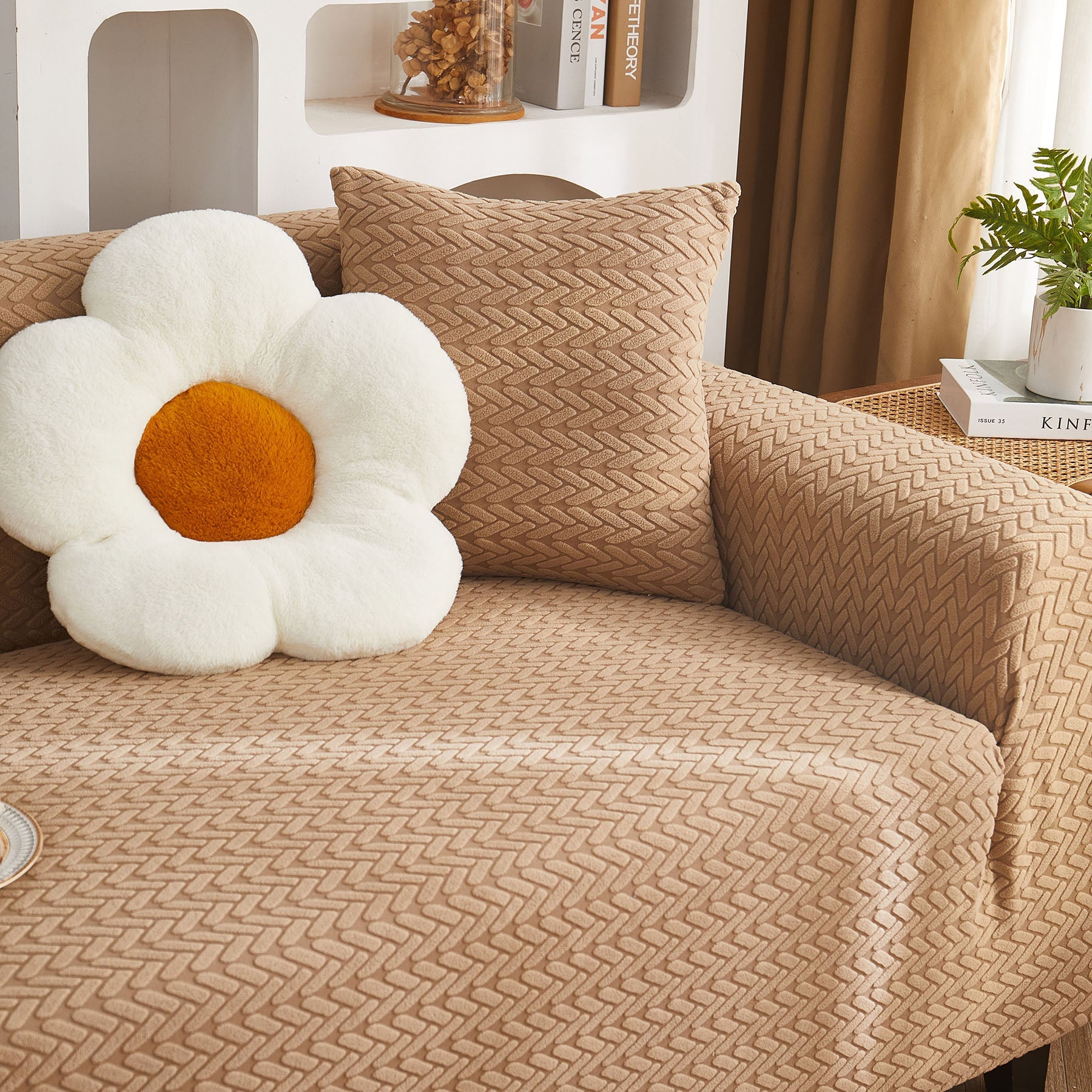 3D Geometric Stretch Sofa Slipcovers Non Slip Pet Friendly Washable Fitted Sofa Covers