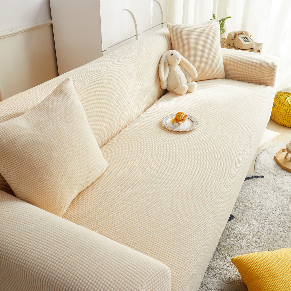 Grid Textured Stretch Sofa Cover, Soft Elastic Slipcover for Couch Protection