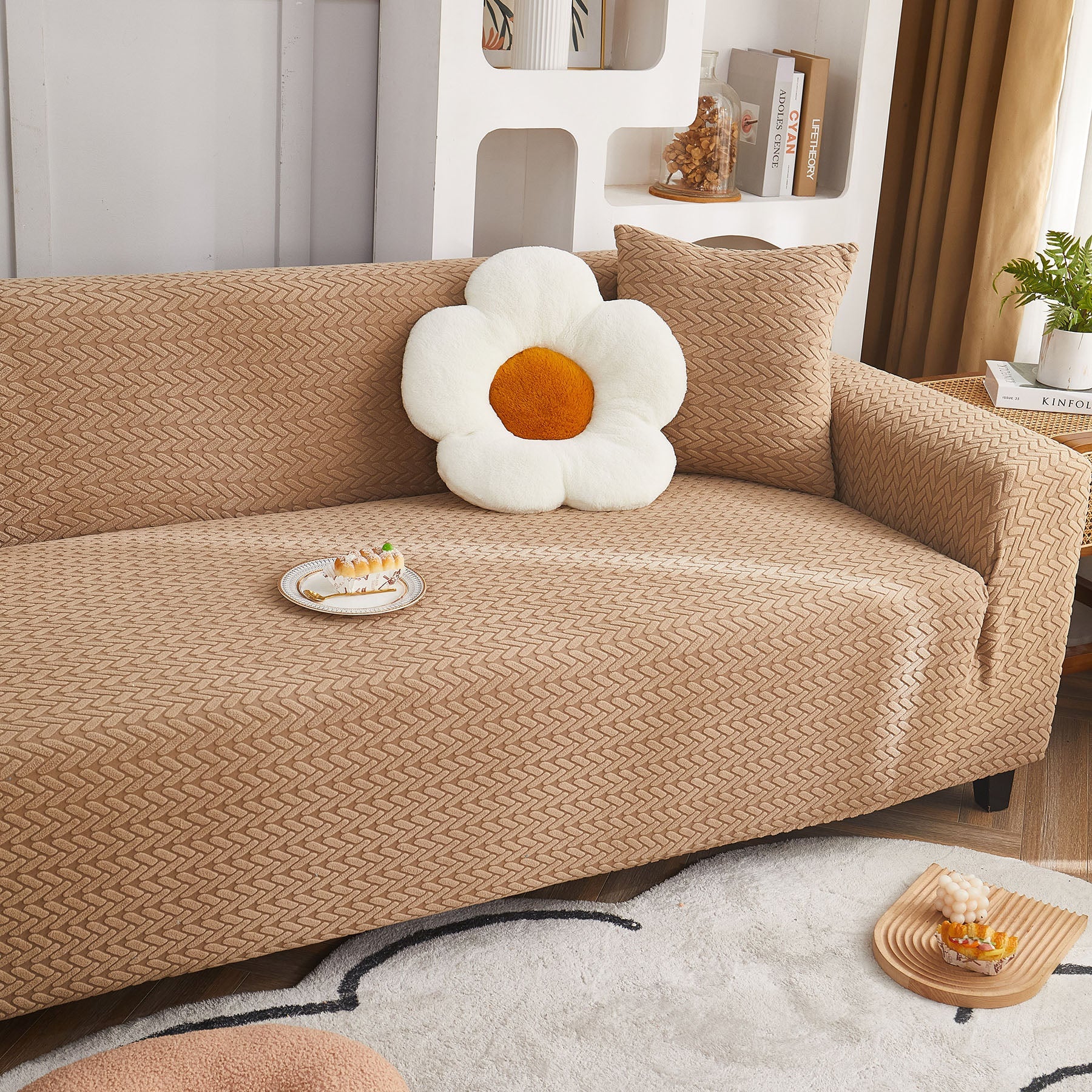 3D Geometric Stretch Sofa Slipcovers Non Slip Pet Friendly Washable Fitted Sofa Covers
