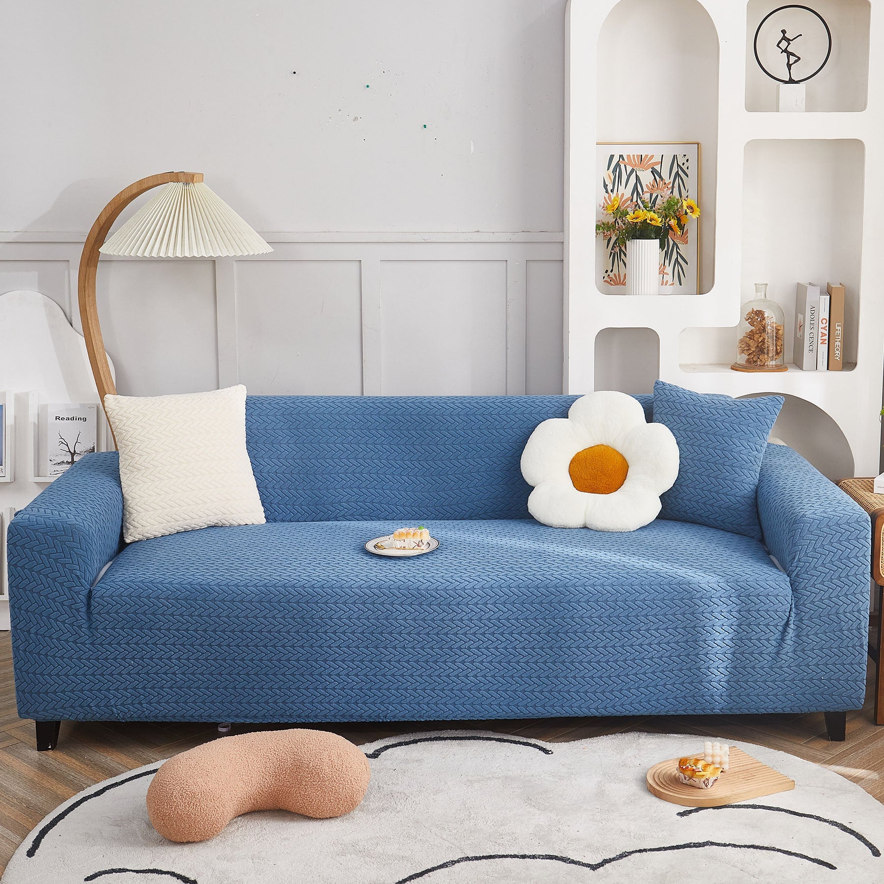 3D Geometric Stretch Sofa Slipcovers Non Slip Pet Friendly Washable Fitted Sofa Covers