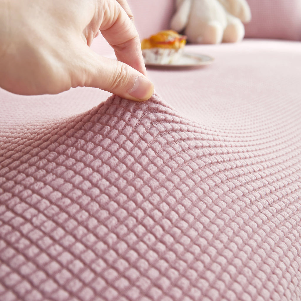 Grid Textured Stretch Sofa Cover, Soft Elastic Slipcover for Couch Protection