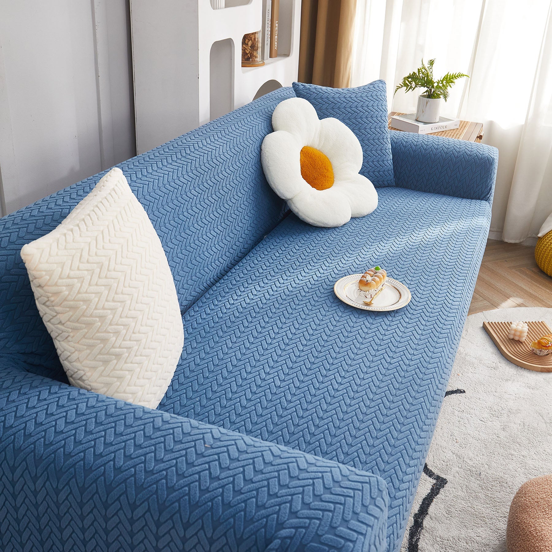 3D Geometric Stretch Sofa Slipcovers Non Slip Pet Friendly Washable Fitted Sofa Covers