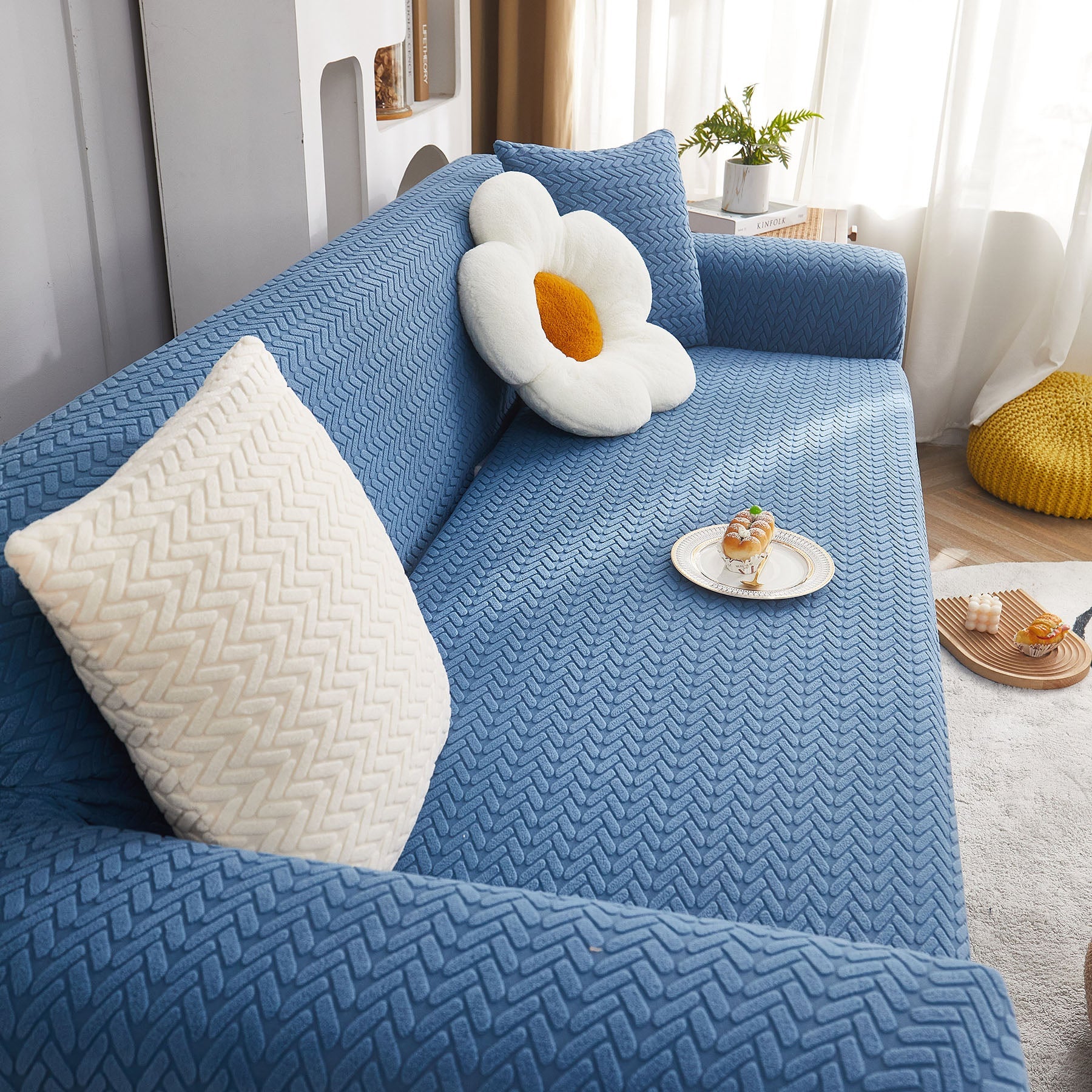 3D Geometric Stretch Sofa Slipcovers Non Slip Pet Friendly Washable Fitted Sofa Covers