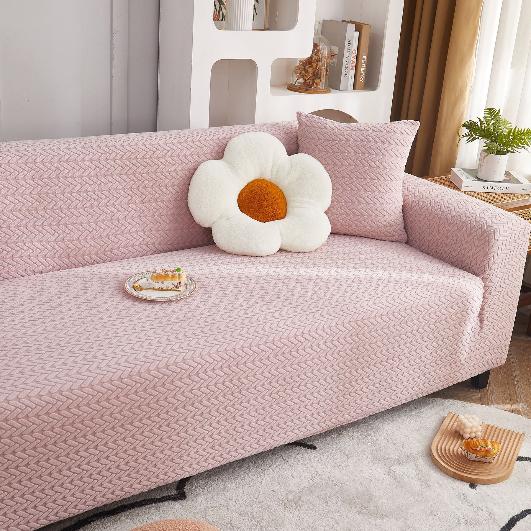 3D Geometric Stretch Sofa Slipcovers Non Slip Pet Friendly Washable Fitted Sofa Covers